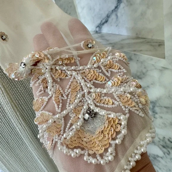 Alyce Designs vintage sequins beaded embroidered White formal evening prom Gown Alyce Designs vintage sequins beaded embroidered White formal evening prom Gown